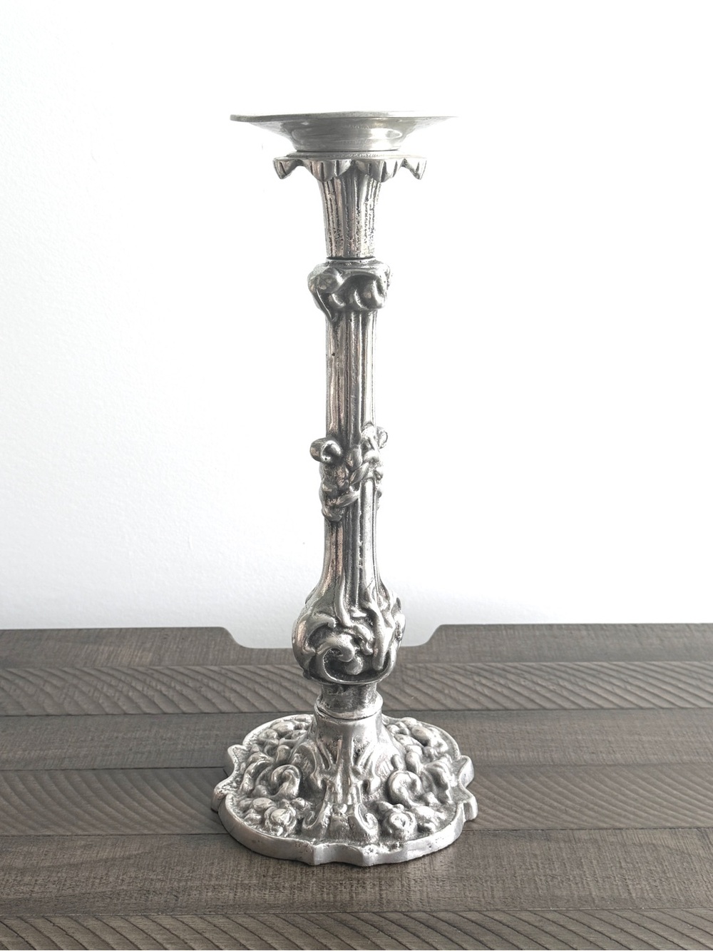 Antique Silver-Plated Candlestick in a Rococo Revival Style | Home Decor